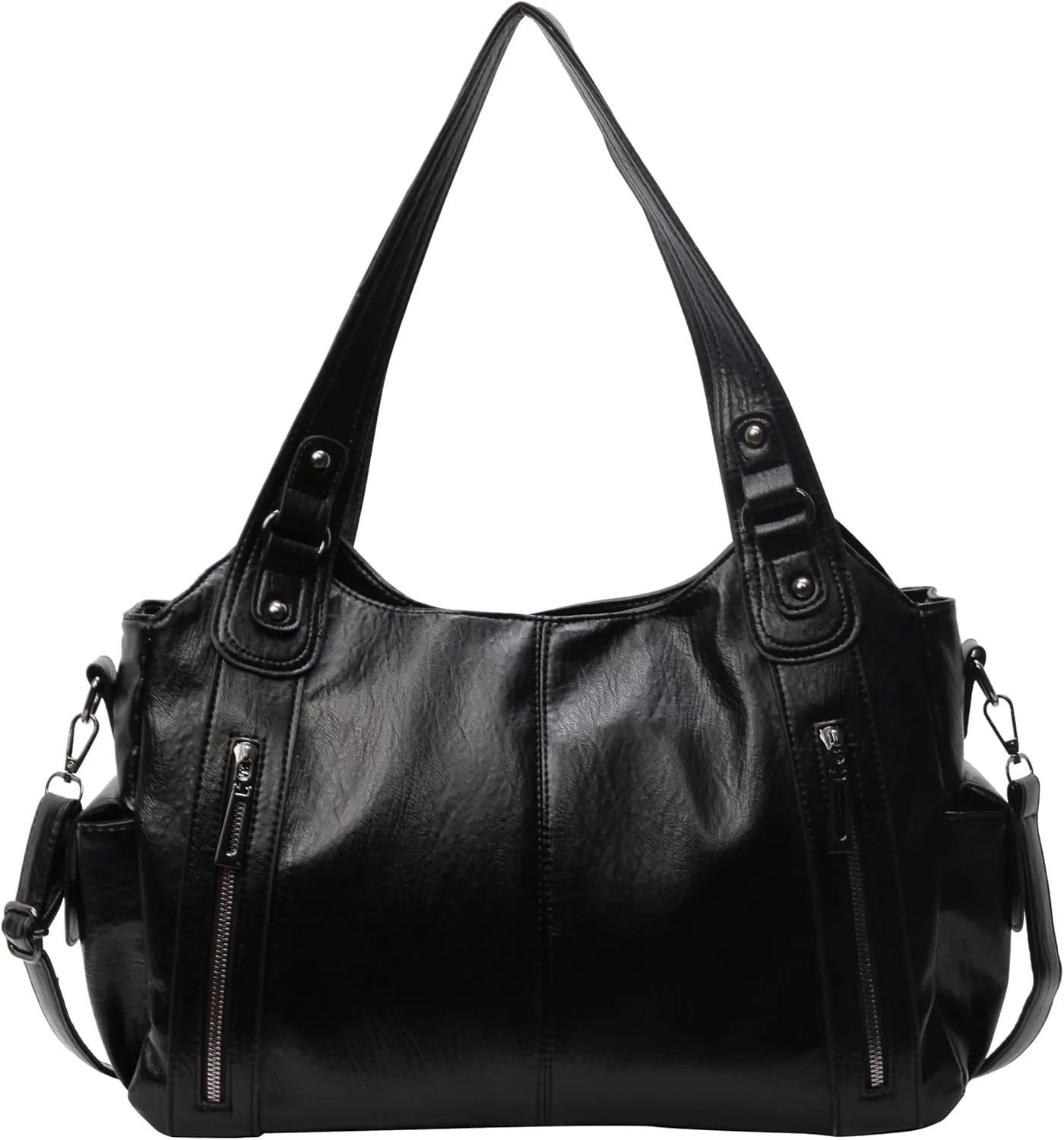 Leather Tote Bag For Women Soft Leather Hobo Purses Large Satchel Bags Crossbody Slouchy Bag Multi Pockets Leather Handbags