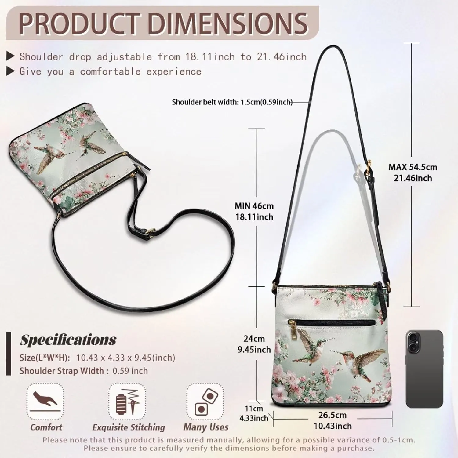 Leather Women Crossbody Hobo Bag Satchel Purse Handbag with Adjustable Shoulder Strap and Zipper Pockets