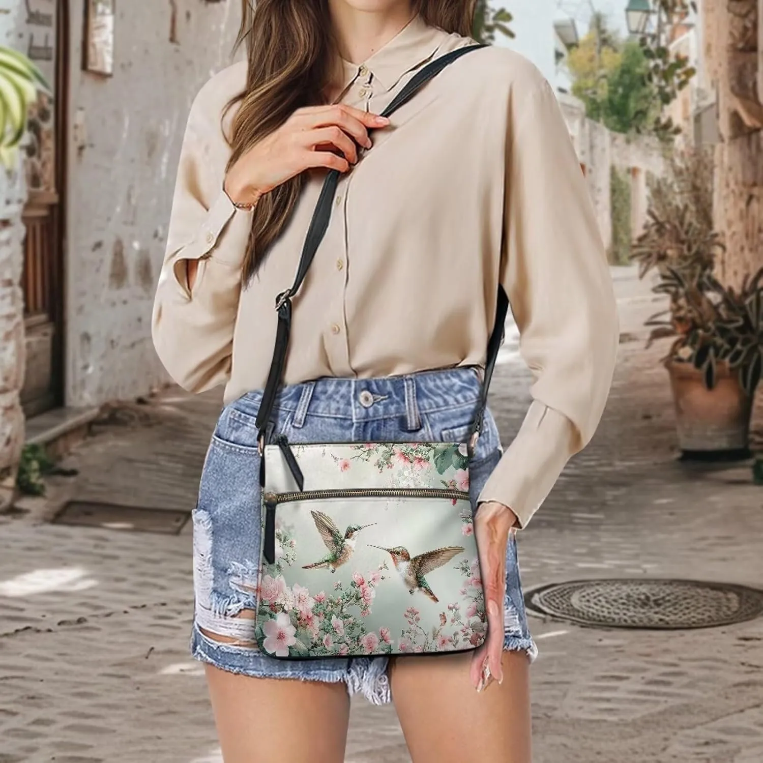 Leather Women Crossbody Hobo Bag Satchel Purse Handbag with Adjustable Shoulder Strap and Zipper Pockets