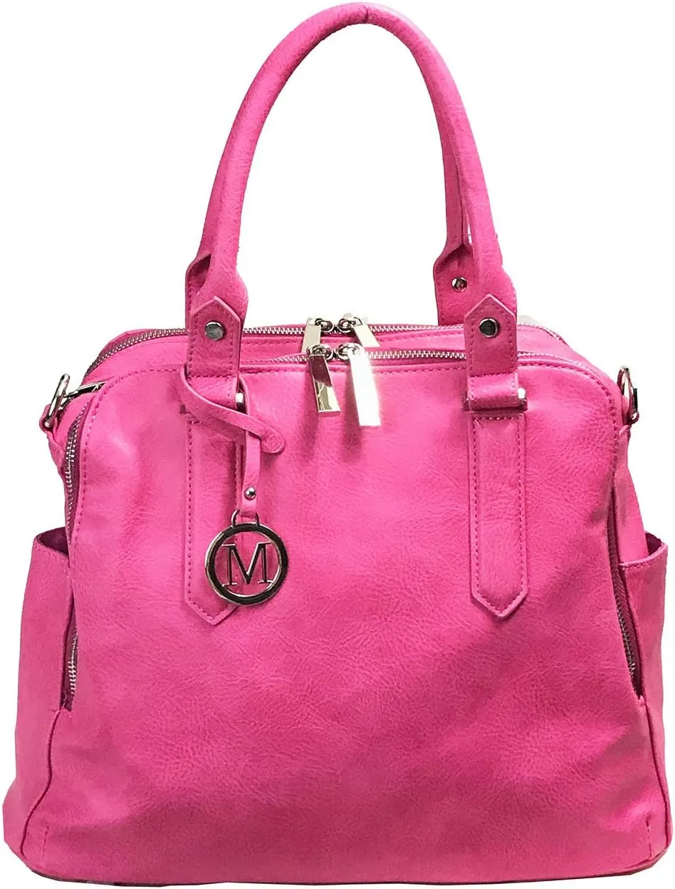 Leatherette Triple Compartments Satchel Purse and Wallet Set
