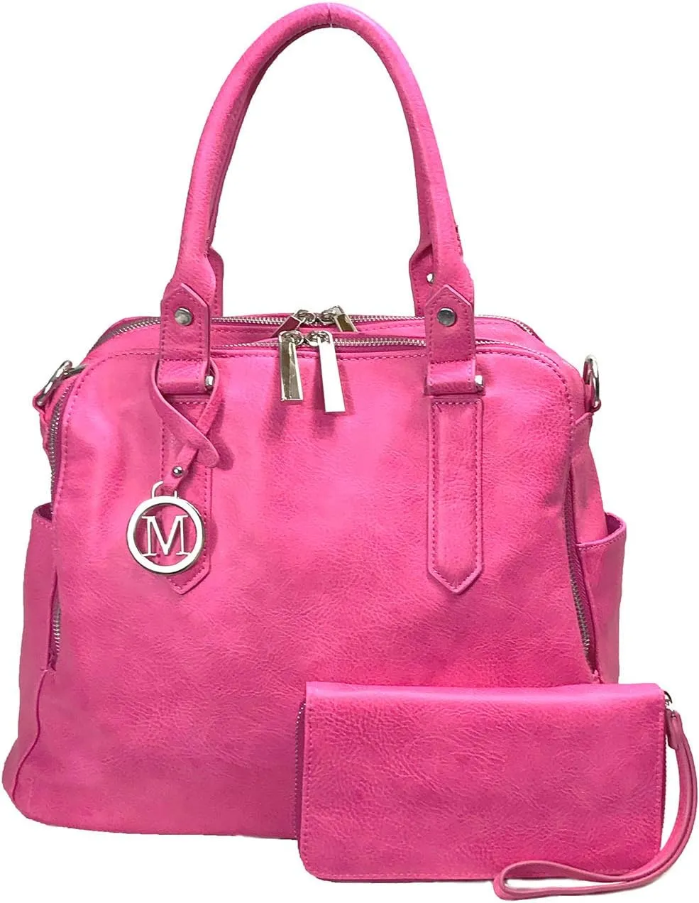 Leatherette Triple Compartments Satchel Purse and Wallet Set