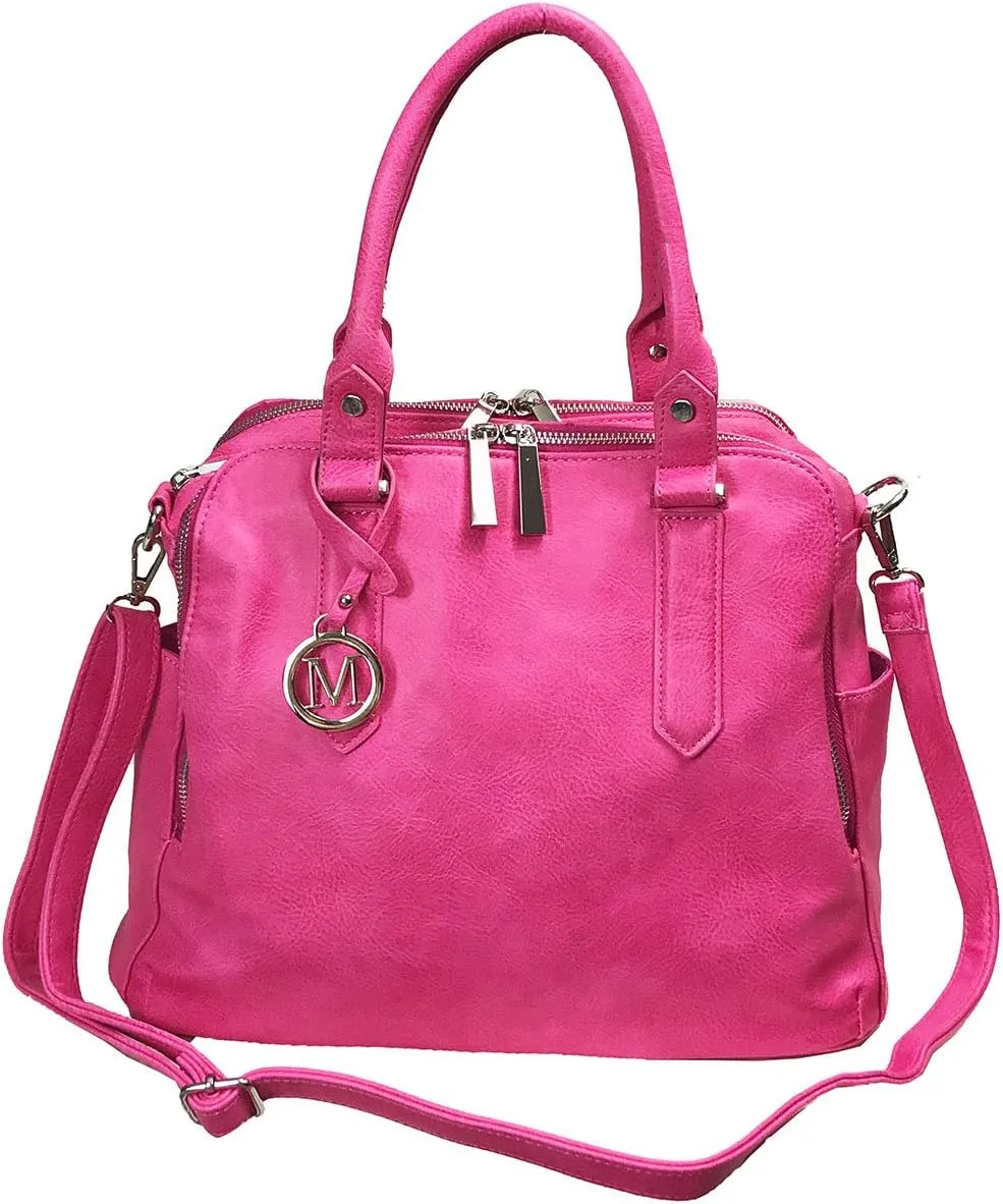 Leatherette Triple Compartments Satchel Purse and Wallet Set