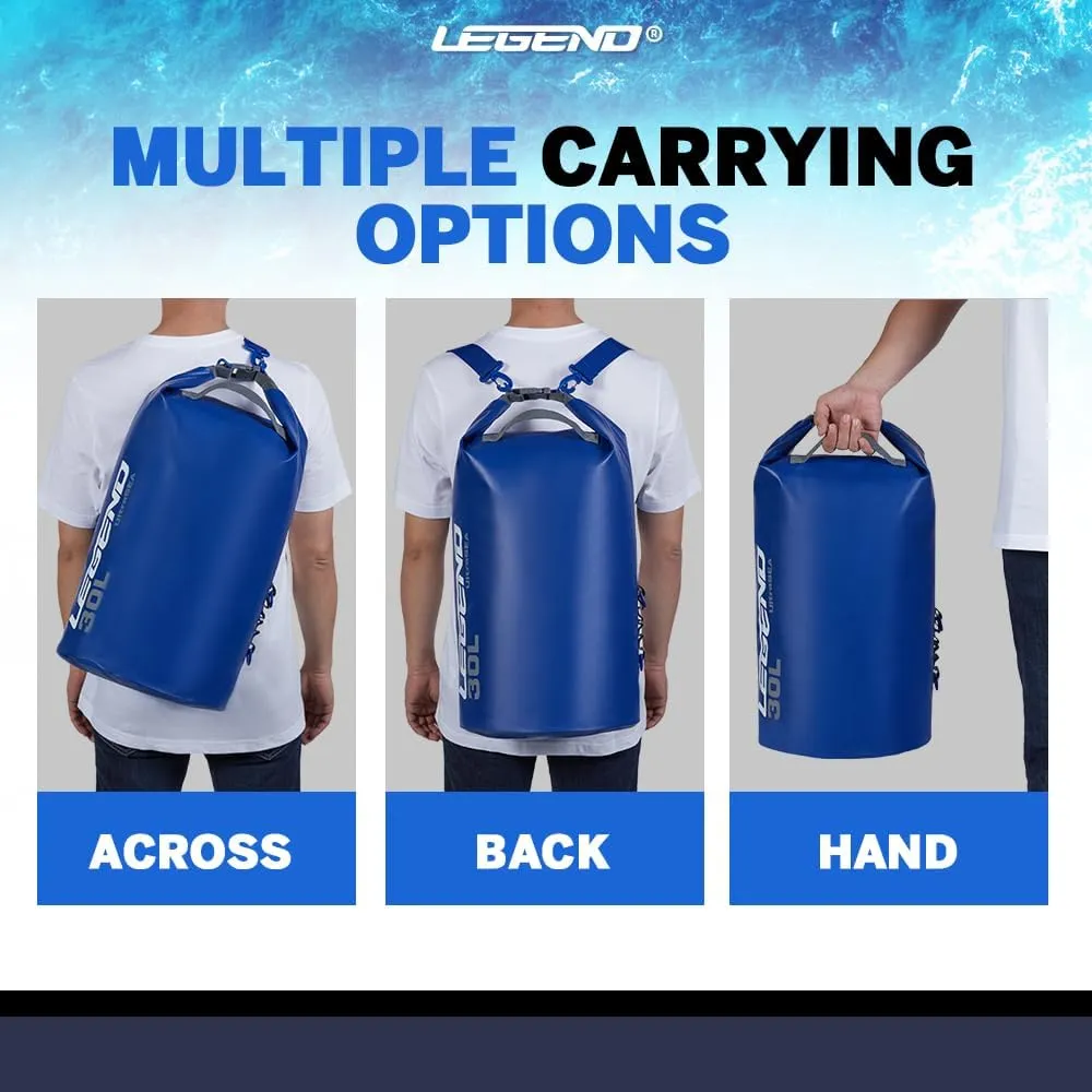Legend UltraSEA Waterproof Dry Bag 5L/10L/20L/30L - Drybag Waterproof Bag for Kayaking, Swimming & Travel, Roll Top Floating Dry Bag, Lightweight Dry Sack for Boating, Rafting and Beach - 10L Blue