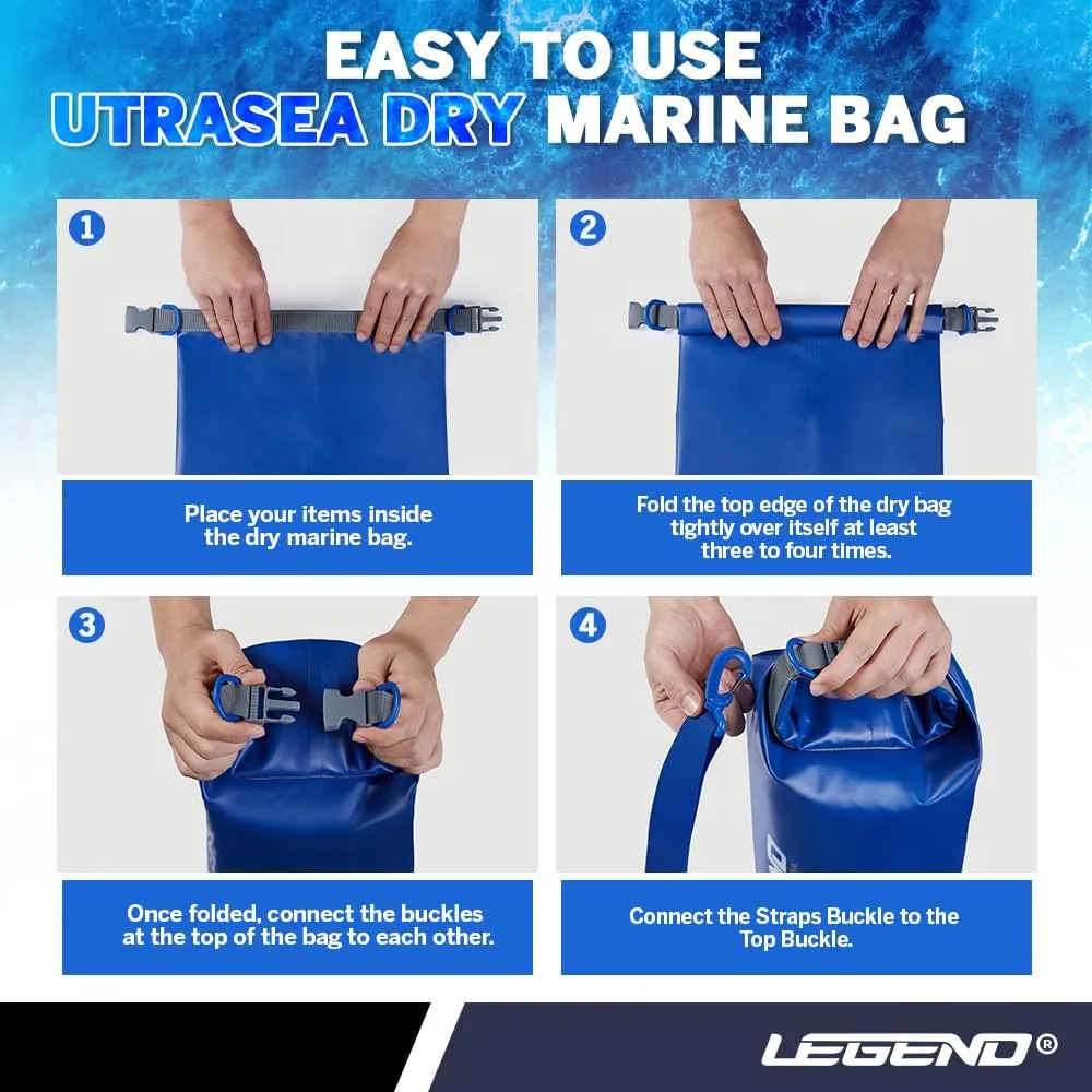 Legend UltraSEA Waterproof Dry Bag 5L/10L/20L/30L - Drybag Waterproof Bag for Kayaking, Swimming & Travel, Roll Top Floating Dry Bag, Lightweight Dry Sack for Boating, Rafting and Beach - 20L Blue