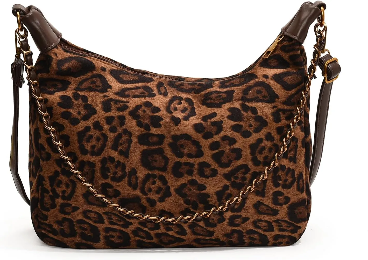 Leopard Faux Suede Purse for Women Cheetah Print Handbags Shoulder Purse Hobo purse