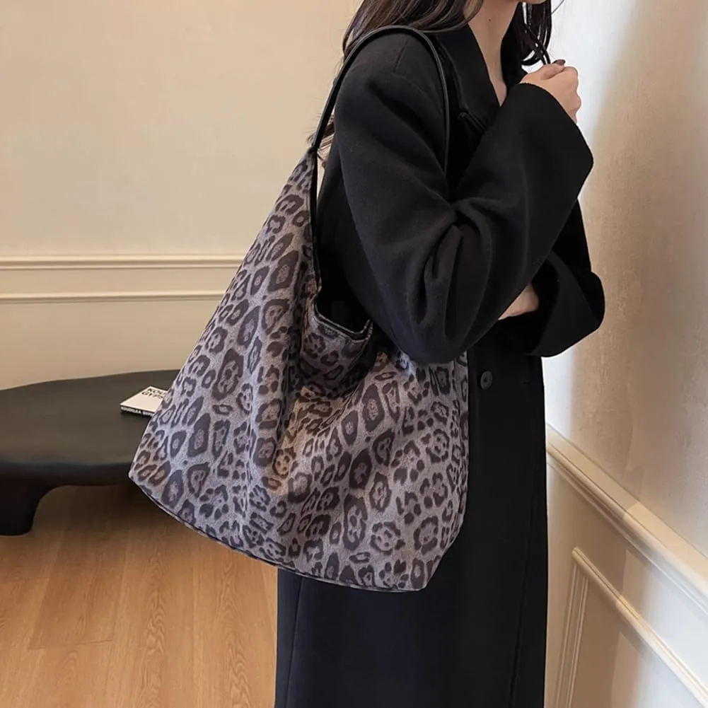 Leopard Purse for Women Slouchy Hobo Bag Cheetah Print Tote Bag Purse