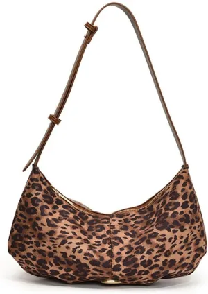 Leopard Slouchy Shoulder Bag for Women Vintage Cheetah Print Hobo Tote Handbag Leopard Crescent Crossbody Bag