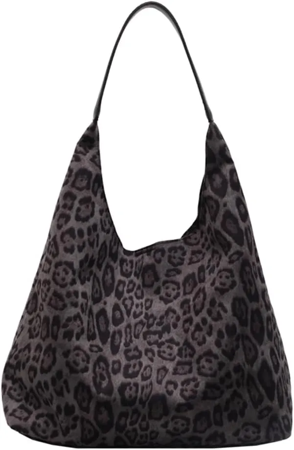 Leopard Tote Bag for Women, Cute Animal Print Purse, Vintage Hobo Bag, Large Capacity, Suede