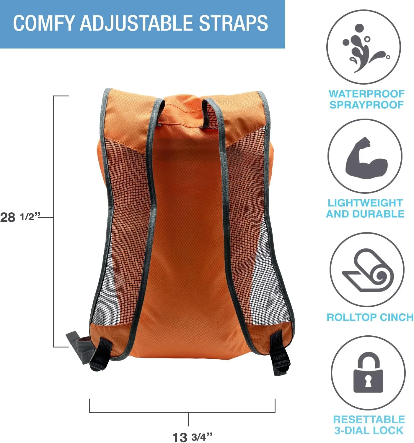 Lewis N. Clark Locking Backpack, Orange, One Size
