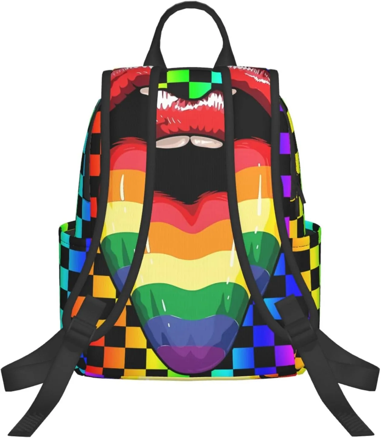 LGBT Gay Pride Open Mouth Rainbow Tongue Travel Laptop Backpack Casual Backpacks Double Shoulder Daypack Notebook Rucksack Work Bags Sports Bag for Hiking Camping Beach