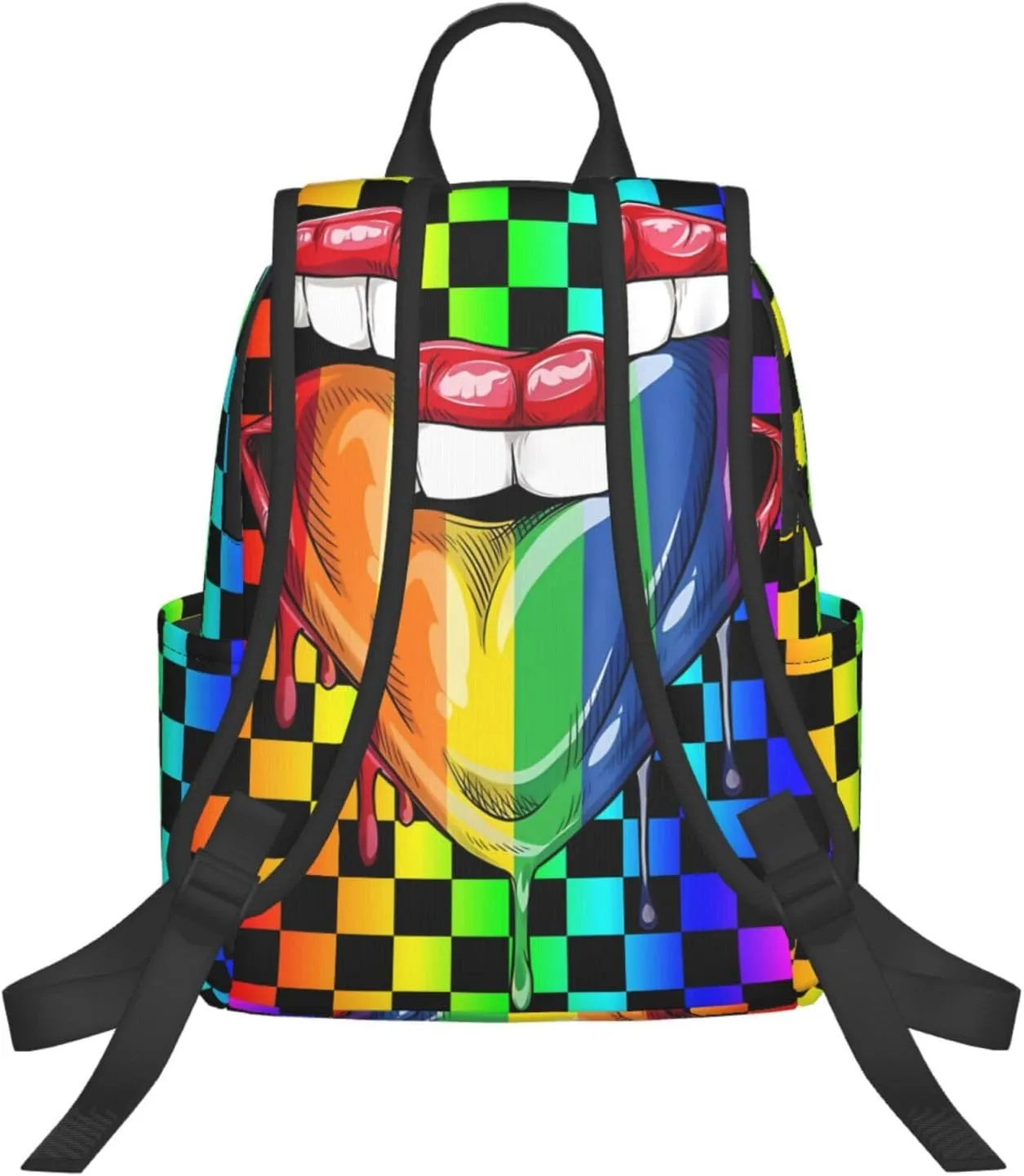 LGBT Gay Pride Rainbow Heart Tongue Lip Travel Laptop Backpack Casual Backpacks Double Shoulder Daypack Notebook Rucksack Work Bags Sports Bag for Hiking Camping Beach