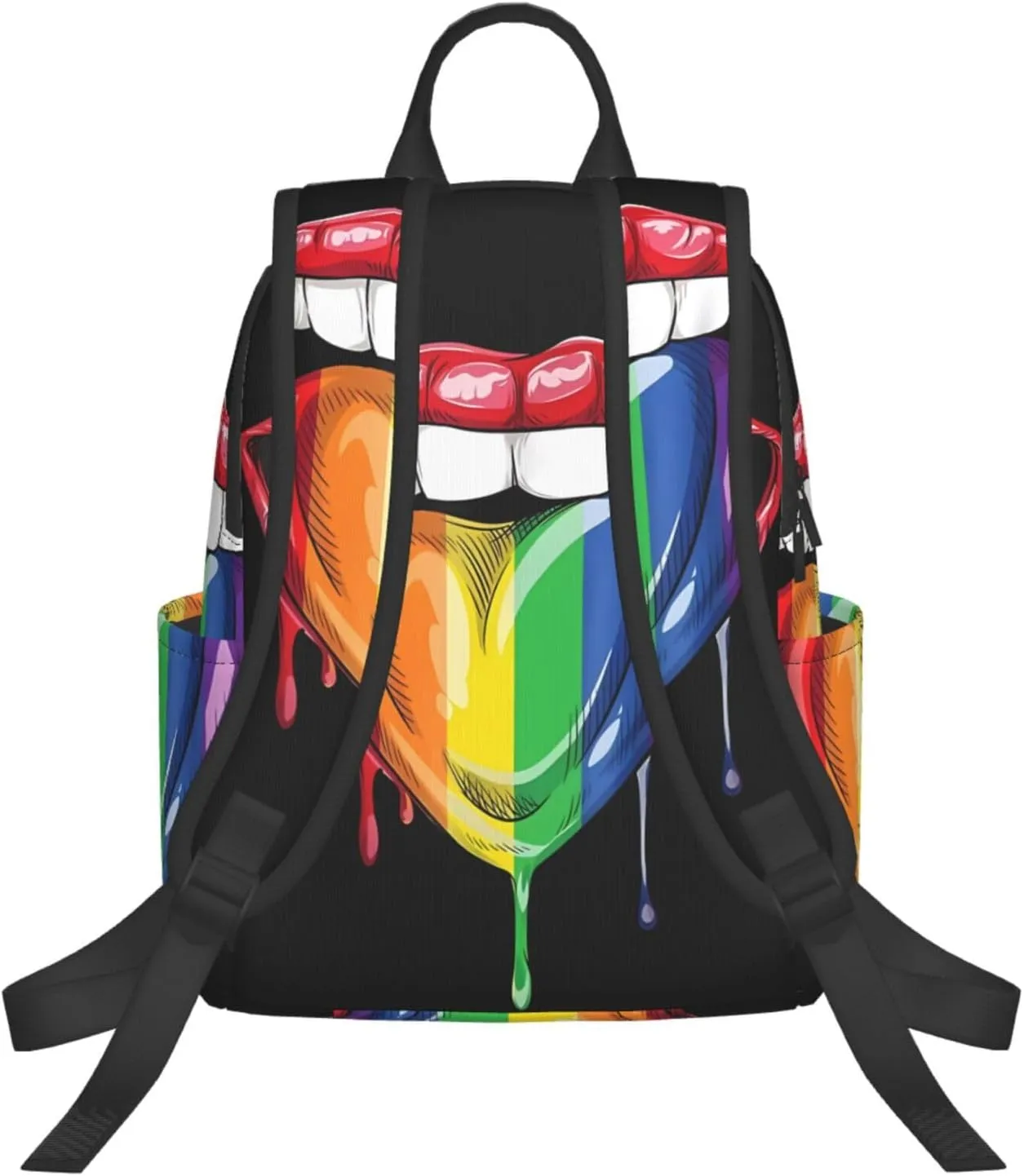 LGBT Gay Pride Rainbow Heart Tongue Lip Travel Laptop Backpack Casual Backpacks Double Shoulder Daypack Notebook Rucksack Work Bags Sports Bag for Hiking Camping Beach