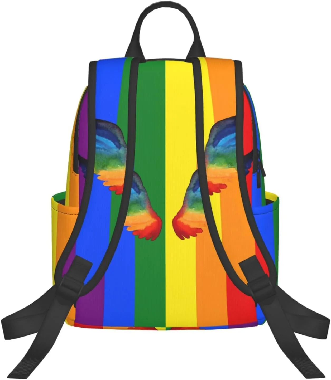 LGBT Gay Pride Watercolor Rainbow Wings Travel Laptop Backpack Casual Backpacks Double Shoulder Daypack Notebook Rucksack Work Bags Sports Bag for Hiking Camping Beach