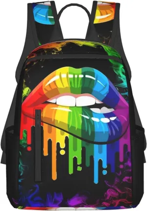LGBT Gay Rainbow Lesbian Pride Lips Travel Laptop Backpack Casual Backpacks Double Shoulder Daypack Notebook Rucksack Work Bags Sports Bag for Hiking Camping Beach