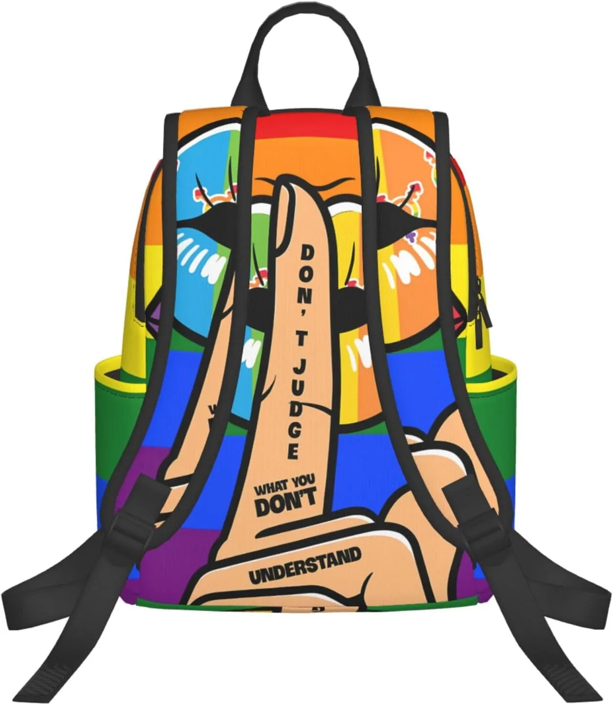 LGBT Lip Don't Judge What You Don't Understand Travel Laptop Backpack Casual Backpacks Double Shoulder Daypack Notebook Rucksack Work Bags Sports Bag for Hiking Camping Beach