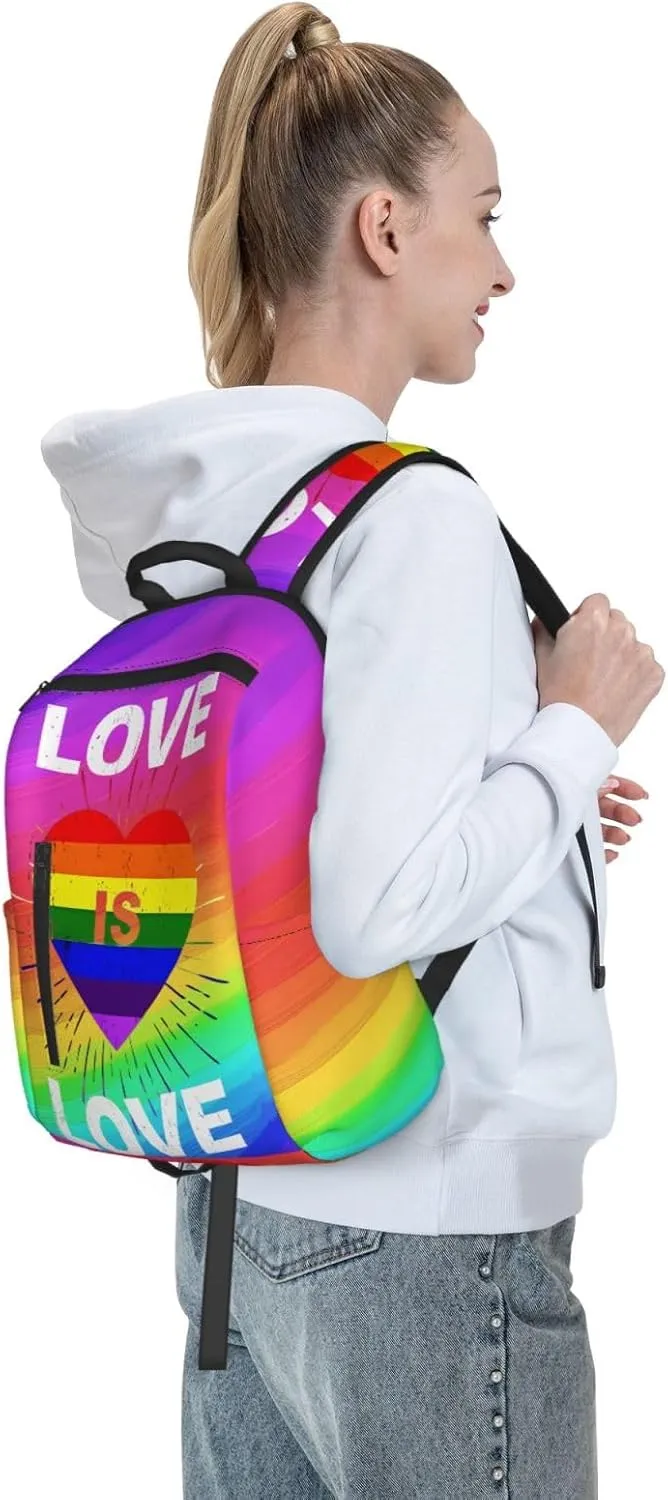 LGBT Pride Rainbow Gay Love is love Heart Travel Laptop Backpack Casual Backpacks Double Shoulder Daypack Notebook Rucksack Work Bags Sports Bag for Gym Hiking Camping Beach