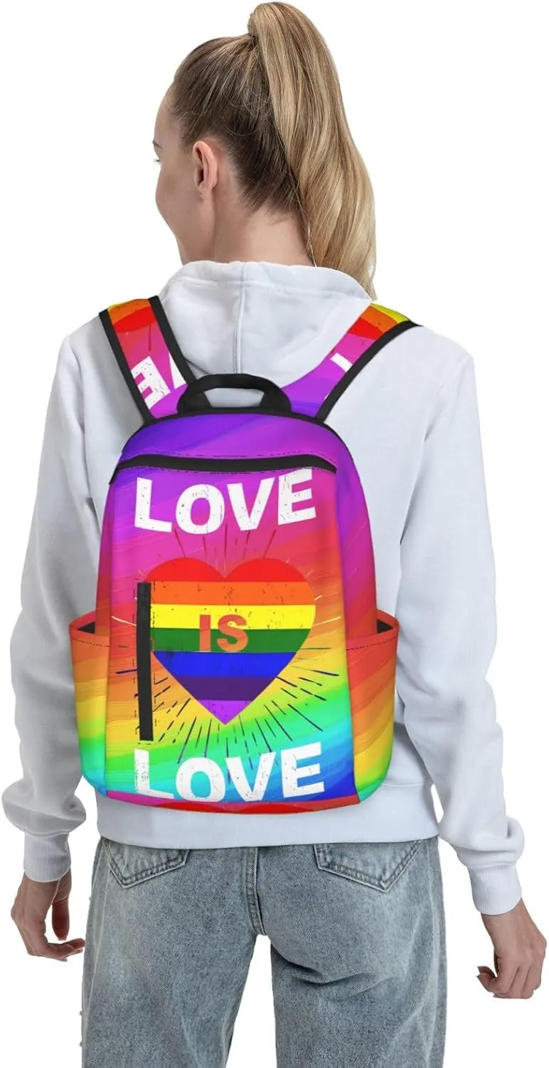 LGBT Pride Rainbow Gay Love is love Heart Travel Laptop Backpack Casual Backpacks Double Shoulder Daypack Notebook Rucksack Work Bags Sports Bag for Gym Hiking Camping Beach