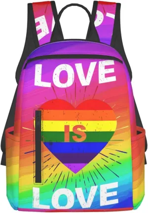 LGBT Pride Rainbow Gay Love is love Heart Travel Laptop Backpack Casual Backpacks Double Shoulder Daypack Notebook Rucksack Work Bags Sports Bag for Gym Hiking Camping Beach