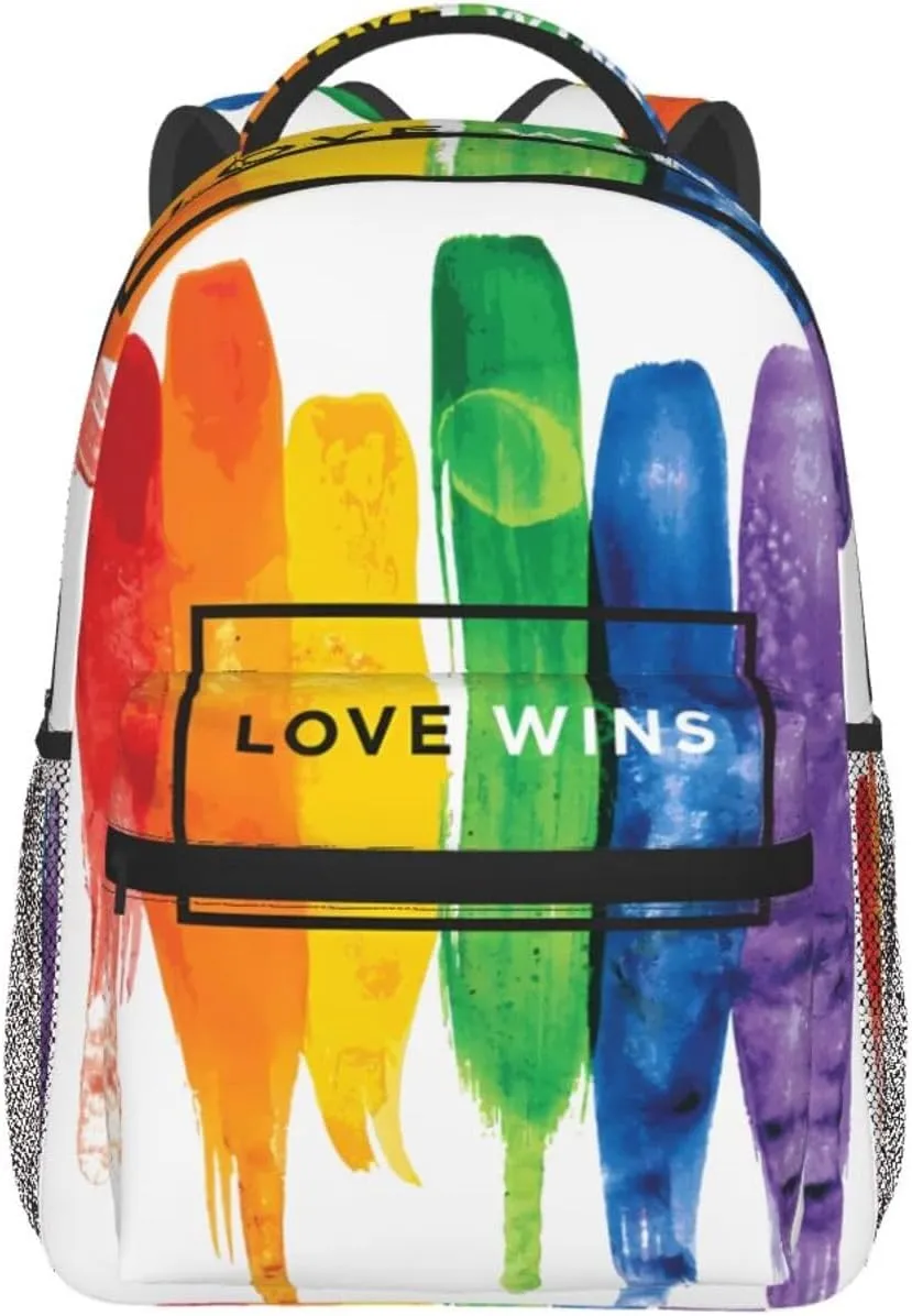 Lgbt Pride Rainbow Gay Love Wins Rainbow Backpacks 15 Inch Laptop Backpack Multipurpose Double Shoulder Bag For Men Women Gifts