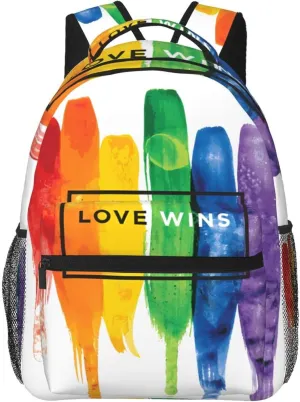 Lgbt Pride Rainbow Gay Love Wins Rainbow Backpacks 15 Inch Laptop Backpack Multipurpose Double Shoulder Bag For Men Women Gifts