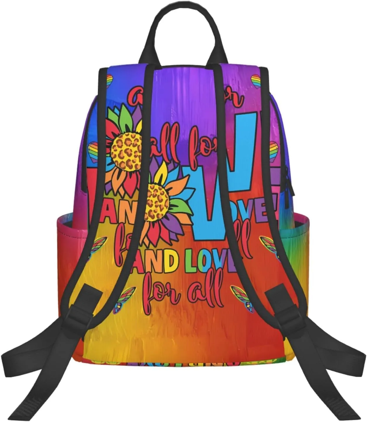 LGBT Rainbow Gay Pride All For Love And Love For All Travel Laptop Backpack Casual Backpacks Double Shoulder Daypack Notebook Rucksack Work Bags Sports Bag for Hiking Camping Beach