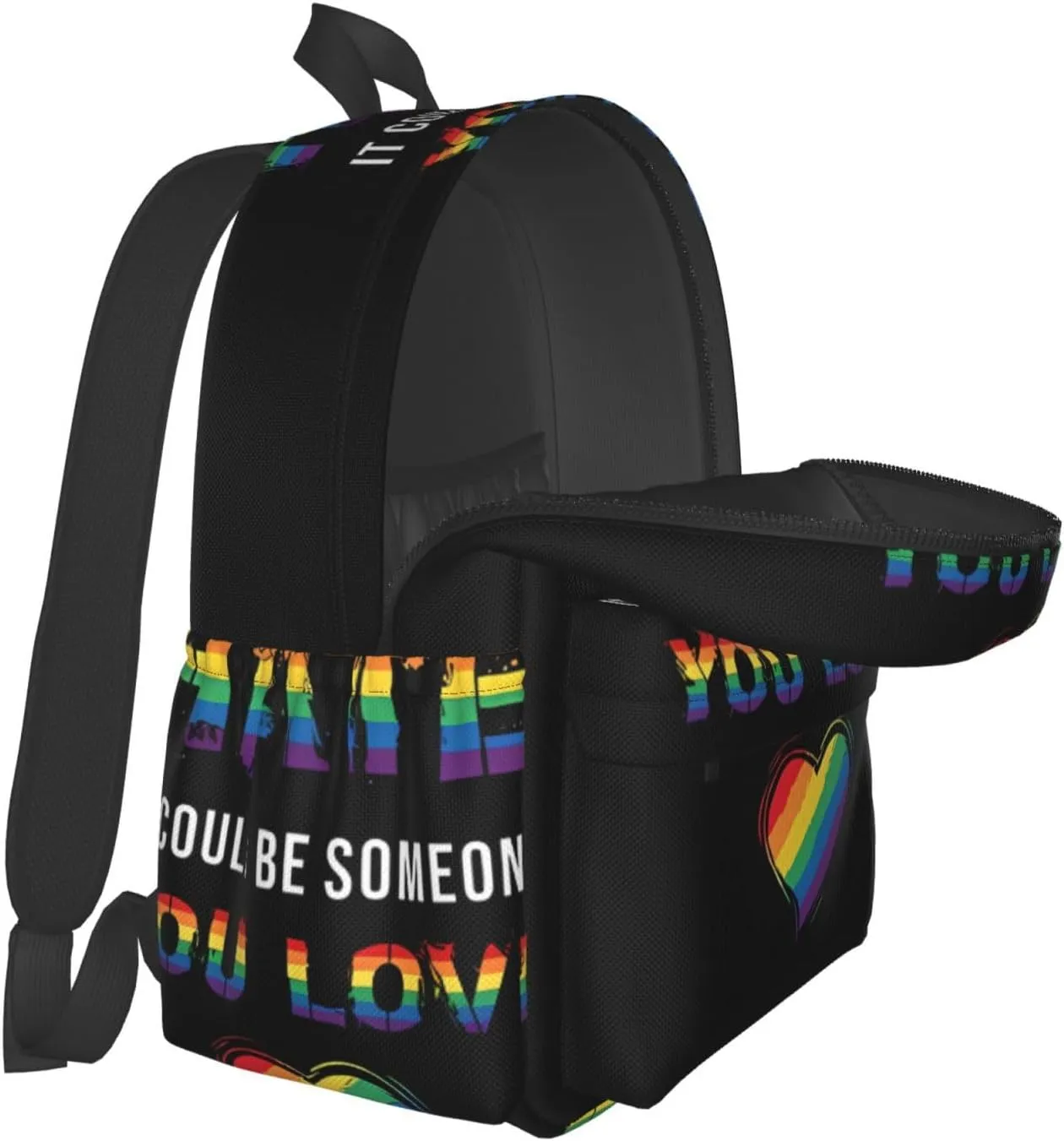 Lgbt Rainbow Gay Pride Flag Hate It Could Be Someone You Love Laptop Backpack Shoulder Bag Laptop Pack Travel Backpacks Commuter Back Pack Casual Daypack Bags With Side Pockets