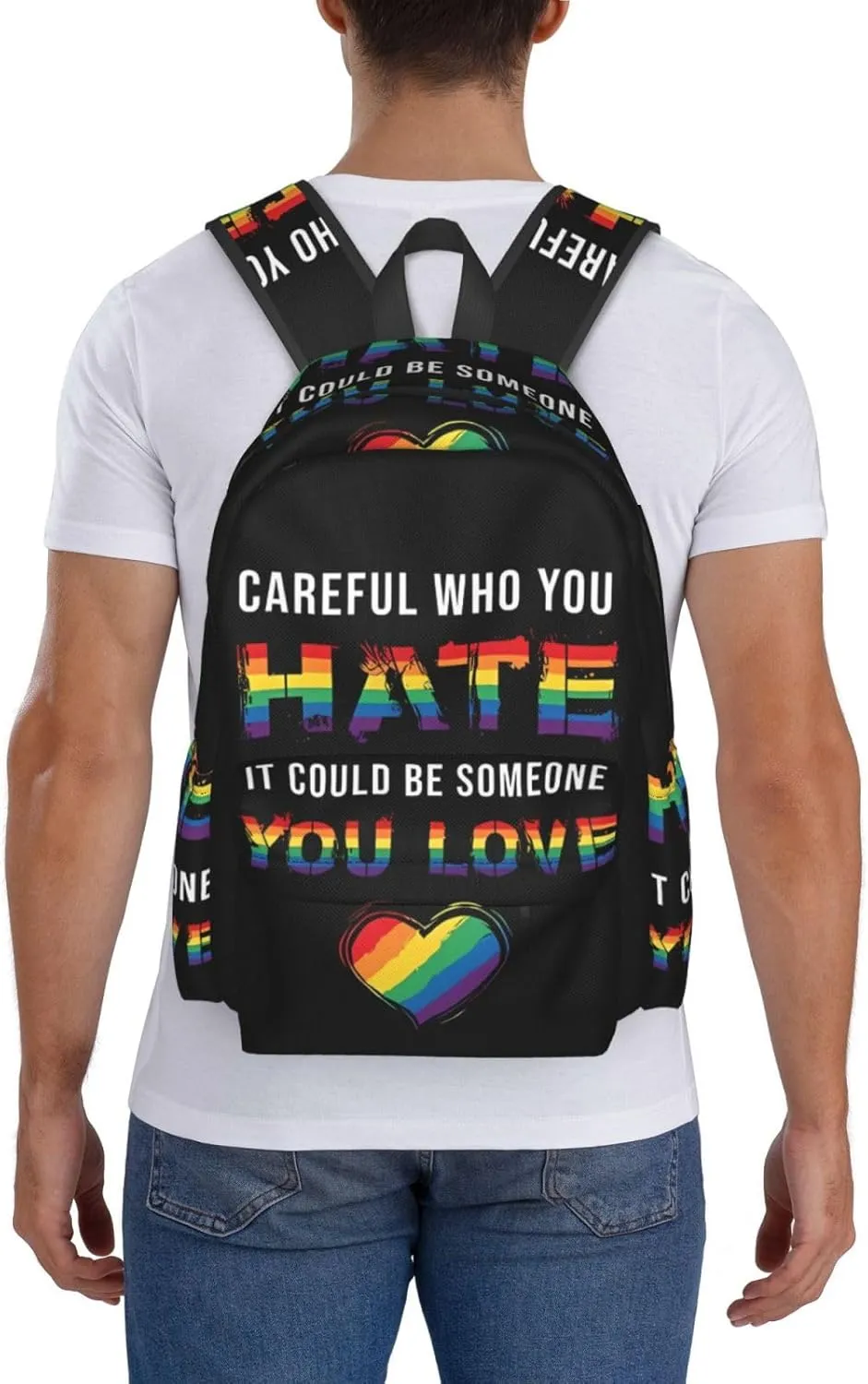 Lgbt Rainbow Gay Pride Flag Hate It Could Be Someone You Love Laptop Backpack Shoulder Bag Laptop Pack Travel Backpacks Commuter Back Pack Casual Daypack Bags With Side Pockets