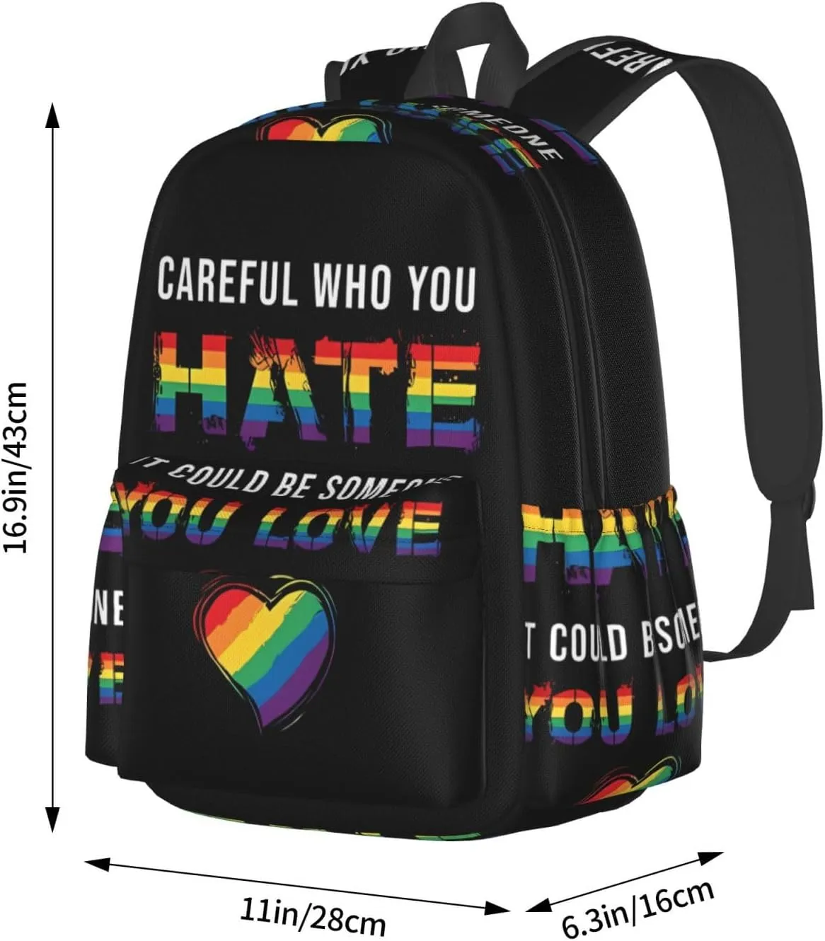 Lgbt Rainbow Gay Pride Flag Hate It Could Be Someone You Love Laptop Backpack Shoulder Bag Laptop Pack Travel Backpacks Commuter Back Pack Casual Daypack Bags With Side Pockets