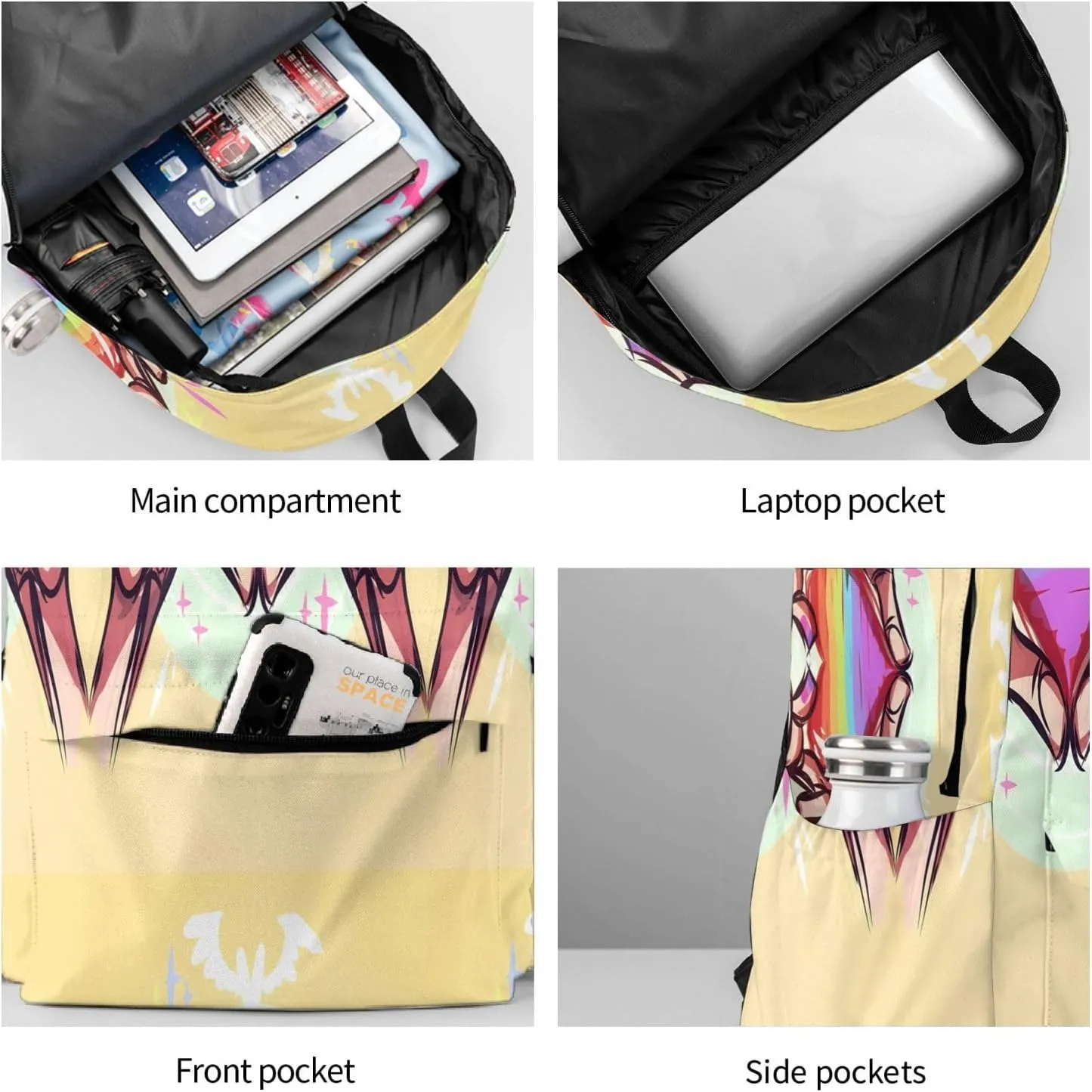 LGBT Rainbow Gay Pride Hands Gesture Love 17 Inch Casual Backpack Laptop Backpacks Travel Back Pack Large Camping Rucksack Hiking Daypack Lightweight Double Shoulder Bag