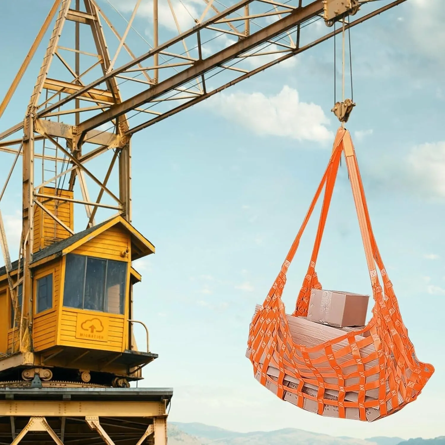 Lifting Hoisting Net - Polyester Cargo Hanging Net, Tear Resistant Nylon Cargo Sling Net, Loading and Unloading Garden Lifting Net Straps Handling Straps(1.5 X 1.5M/Mesh 10cm/Load 2.5t)