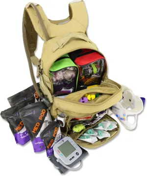 Lightning X Stocked Modular Trauma & Bleeding First Aid Responder Medical Backpack   Kit (Tan w/Hydration Bladder)