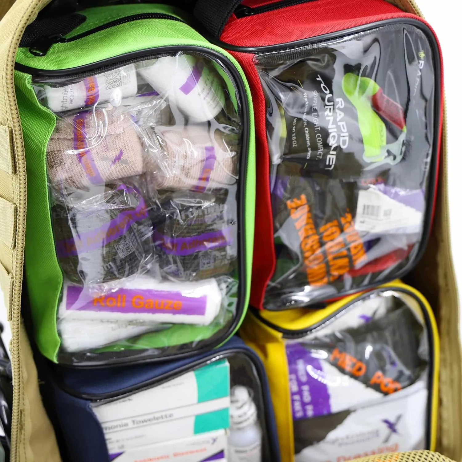 Lightning X Stocked Modular Trauma & Bleeding First Aid Responder Medical Backpack   Kit (Tan w/Hydration Bladder)