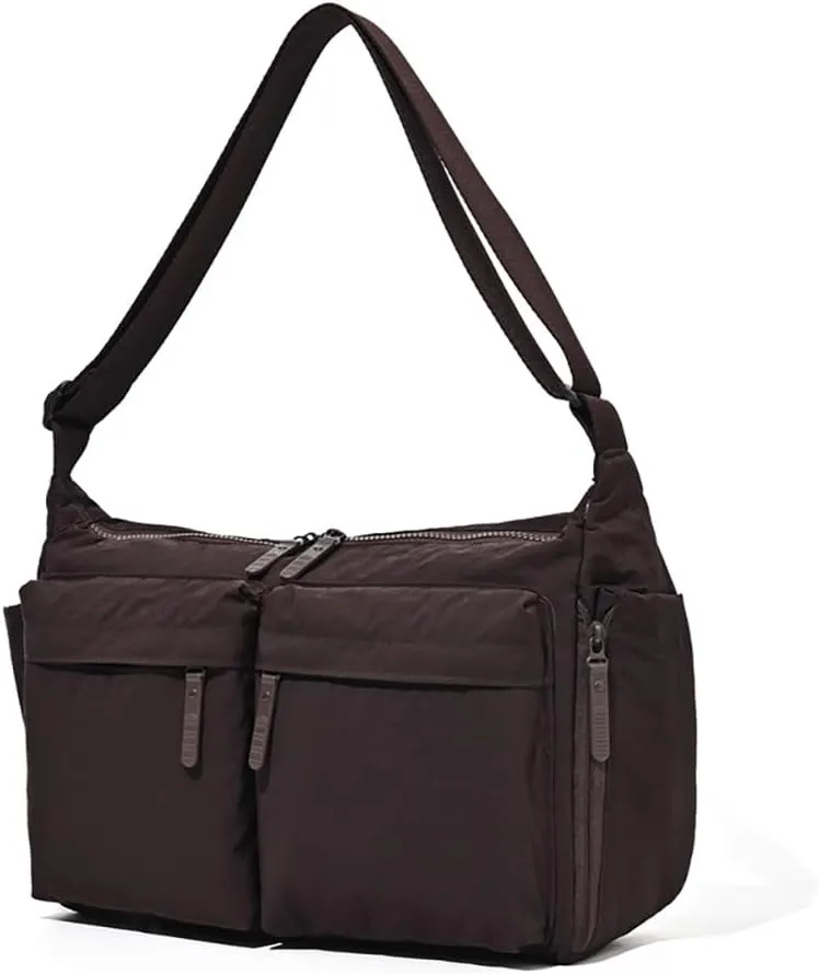 Lightweight Nylon Sling Bag for 13-Inch Laptop, Multi-Pocket Design, Adjustable Strap, Unisex Casual Crossbody Bag