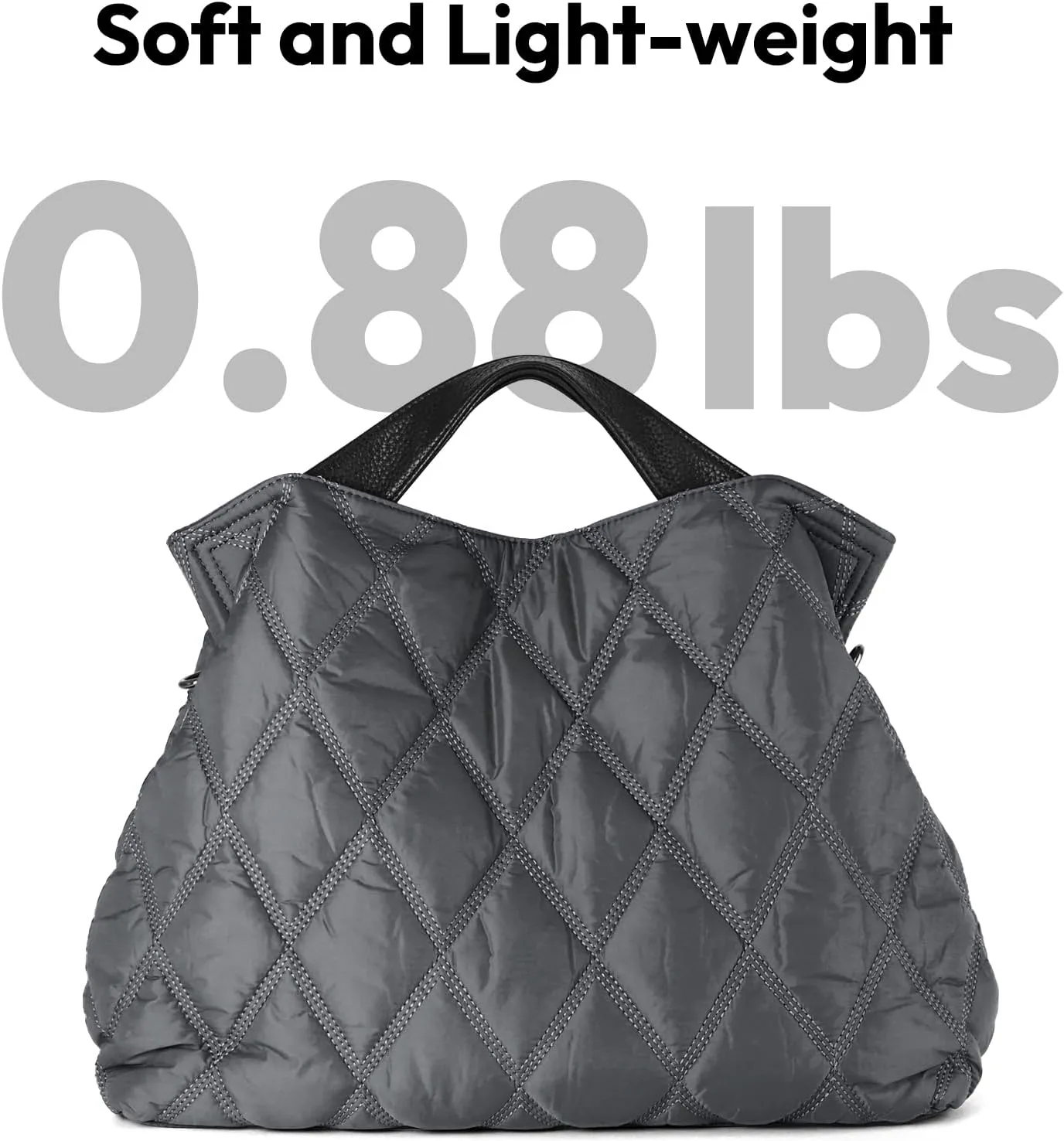 Lightweight Quilted Puffer Tote Bag for Women, Shoulder Bag with Adjustable Straps, Large Capacity Puffy Tote