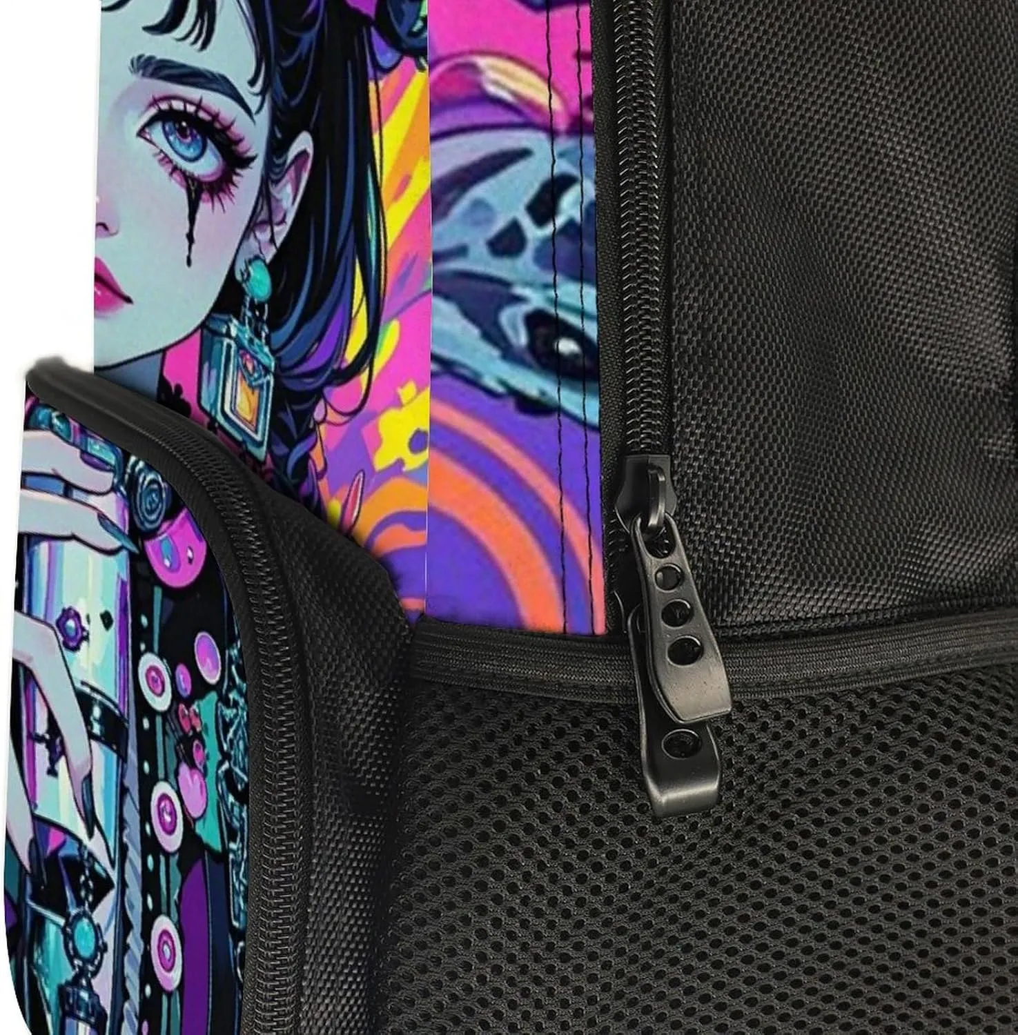 Lightweight Rucksacks for Climbing Outdoors Walking Cycling - Large Capacity Anti-Theft Multipurpose Carry On Bag, Beautiful Gothic Woman Neon Art Camping Outdoor Backpack