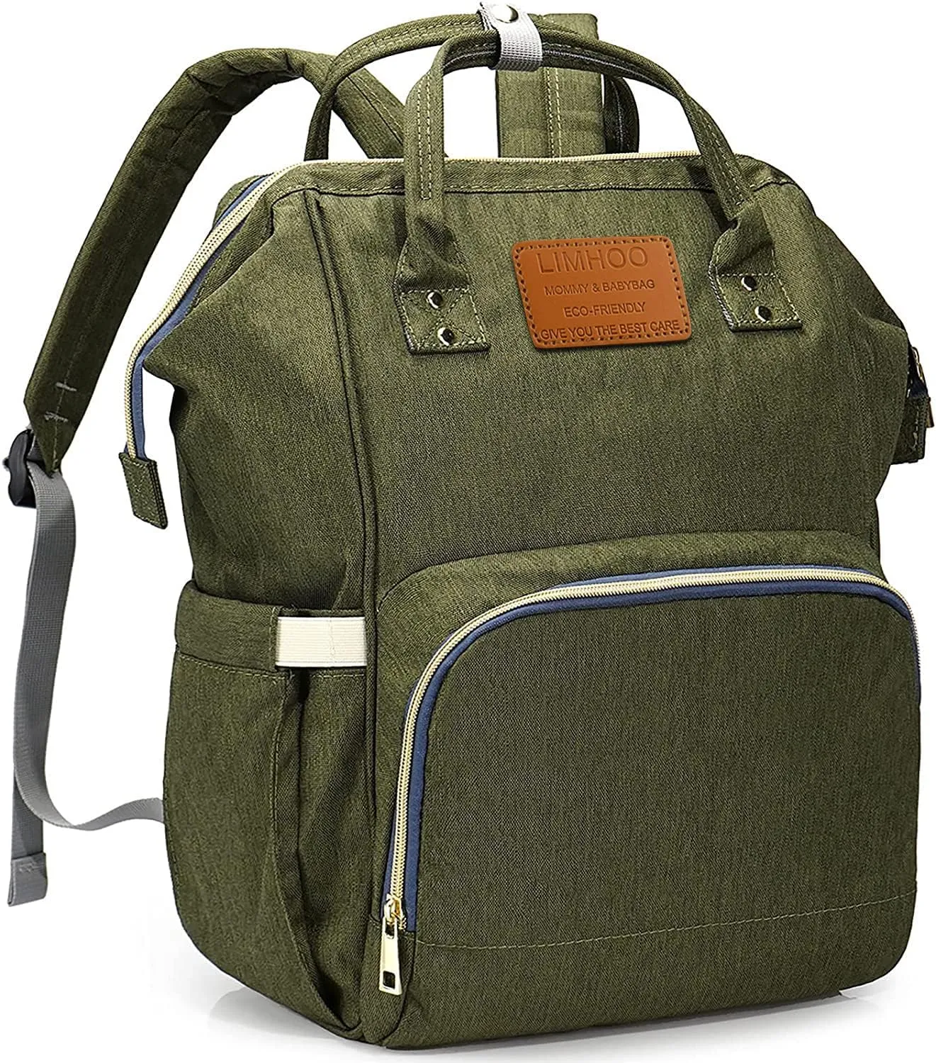 Limhoo Diaper Bag Backpack for Men Dad, Waterproof Large Canvas Camo Nappy Bags, Baby Care Bag (Army Green)