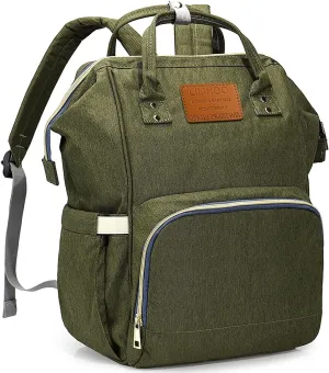Limhoo Diaper Bag Backpack for Men Dad, Waterproof Large Canvas Camo Nappy Bags, Baby Care Bag (Army Green)