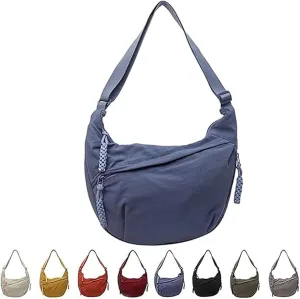 Limorence Crossbody Bag, 2025 New Limorence Women's Fashion Plain Color Nylon Crossbody Bag (Blue,one size)