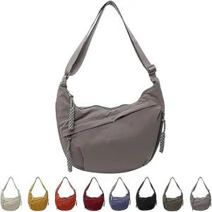 Limorence Crossbody Bag, 2025 New Limorence Women's Fashion Plain Color Nylon Crossbody Bag (Grey,one size)