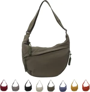 Limorence Crossbody Bag, Limorence Women's Fashion Plain Color Nylon Crossbody Bag, Slouchy Sling Hobo Bag