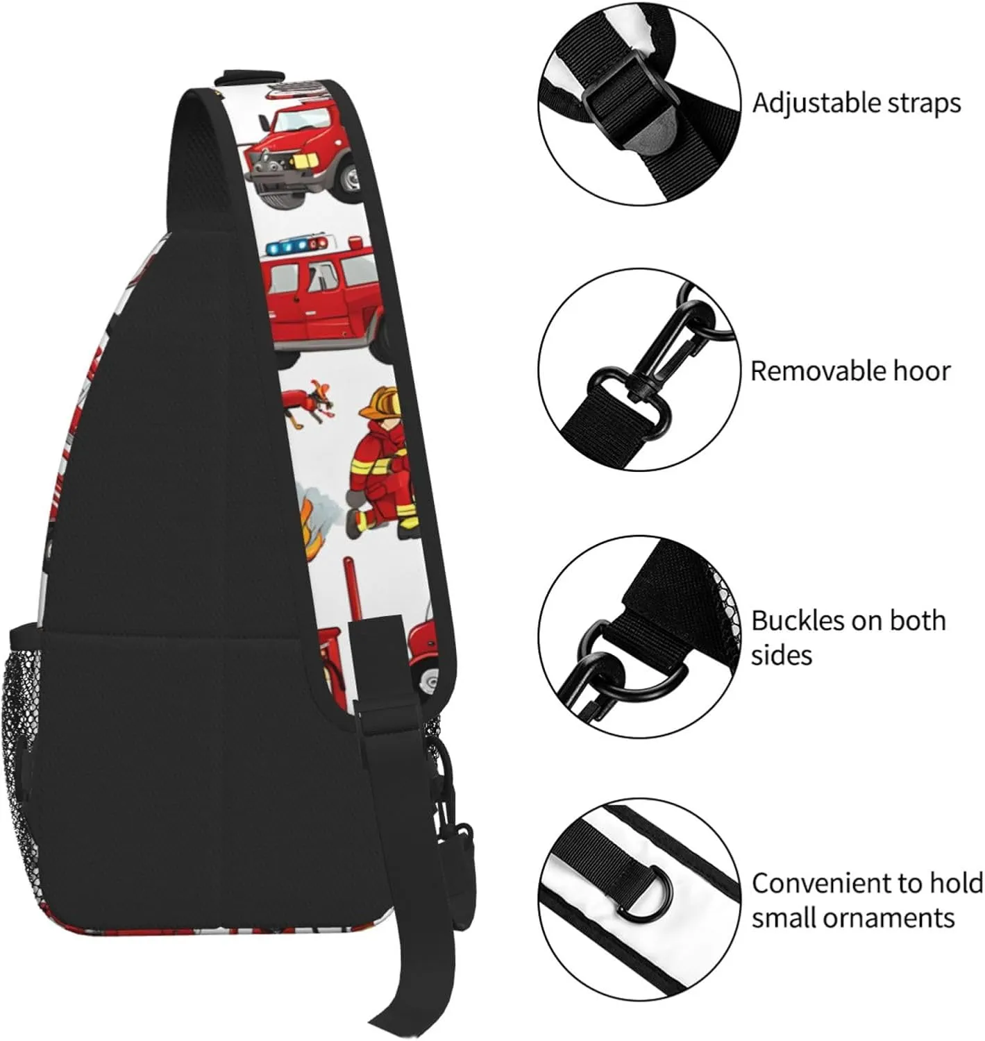 Little Boys And Girls In Firefighters Print Cross Chest Bag Diagonally For Short-Distance Travel And Daily Use