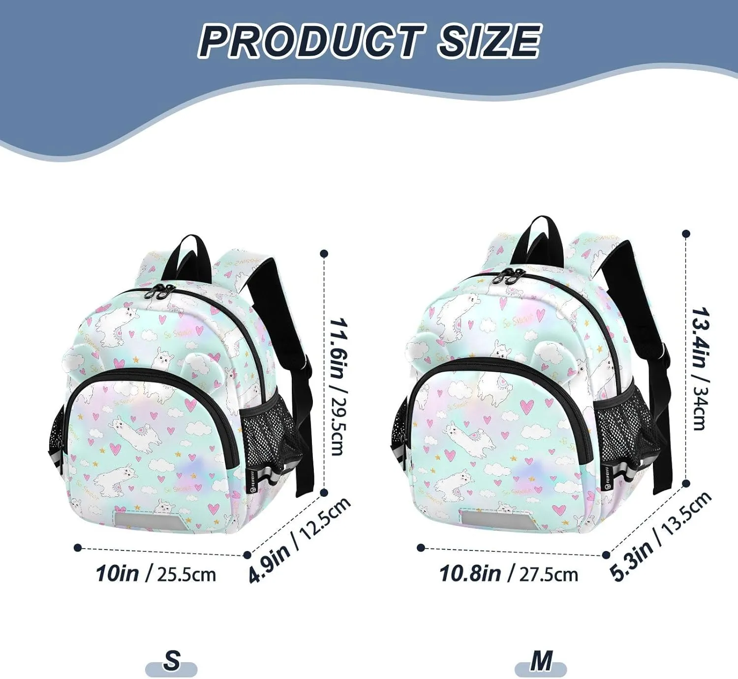 Llama Preschool Backpack Kawaii Style Daycare Bookbag School Backpack with Traction Rope for Kids 3-6