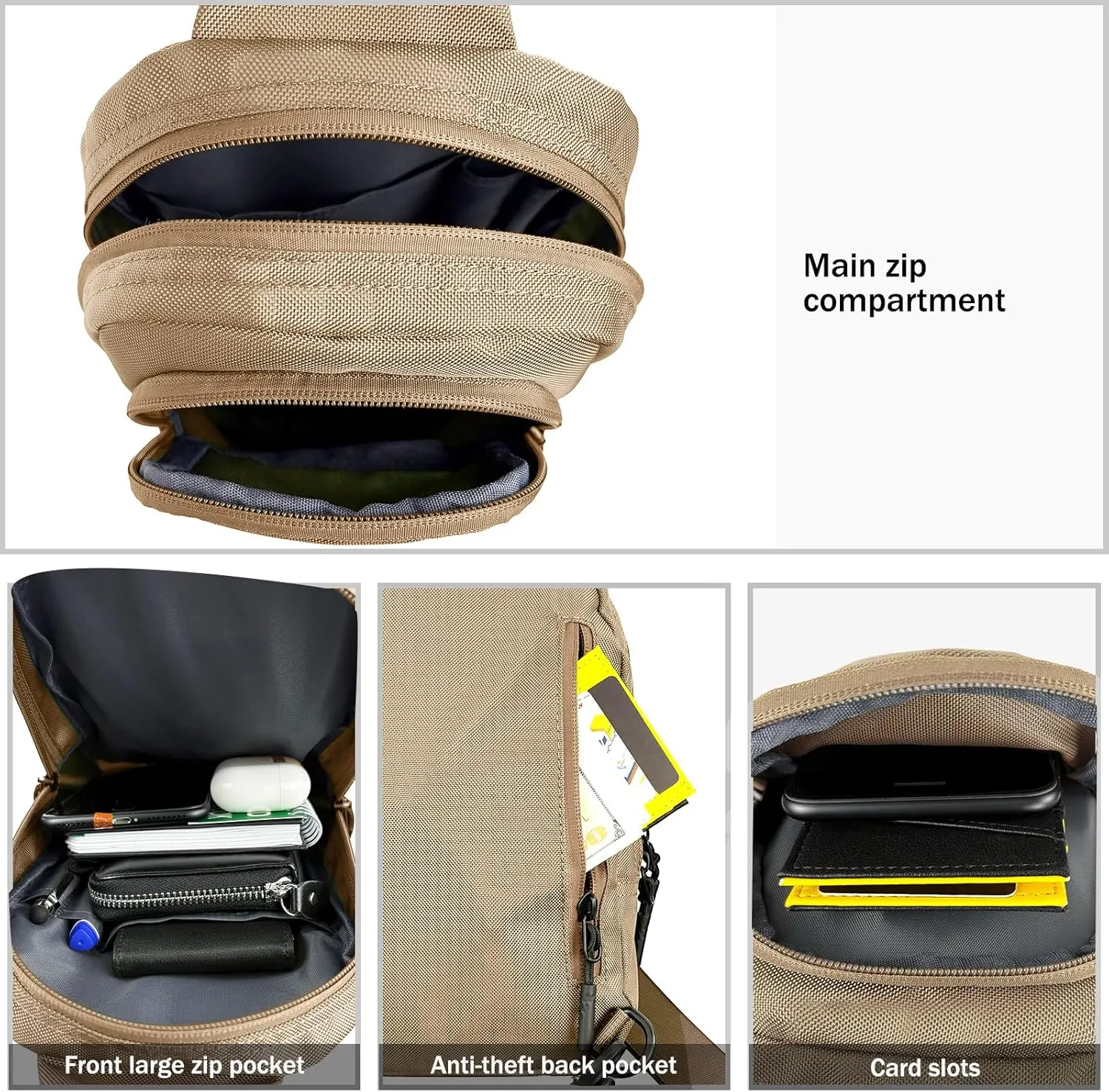 LLi Cufite Mini Sling Bag Waterproof Crossbody Chest Bag, Small Crossbody Casual Trendy Travel Phone Bag for Men Women