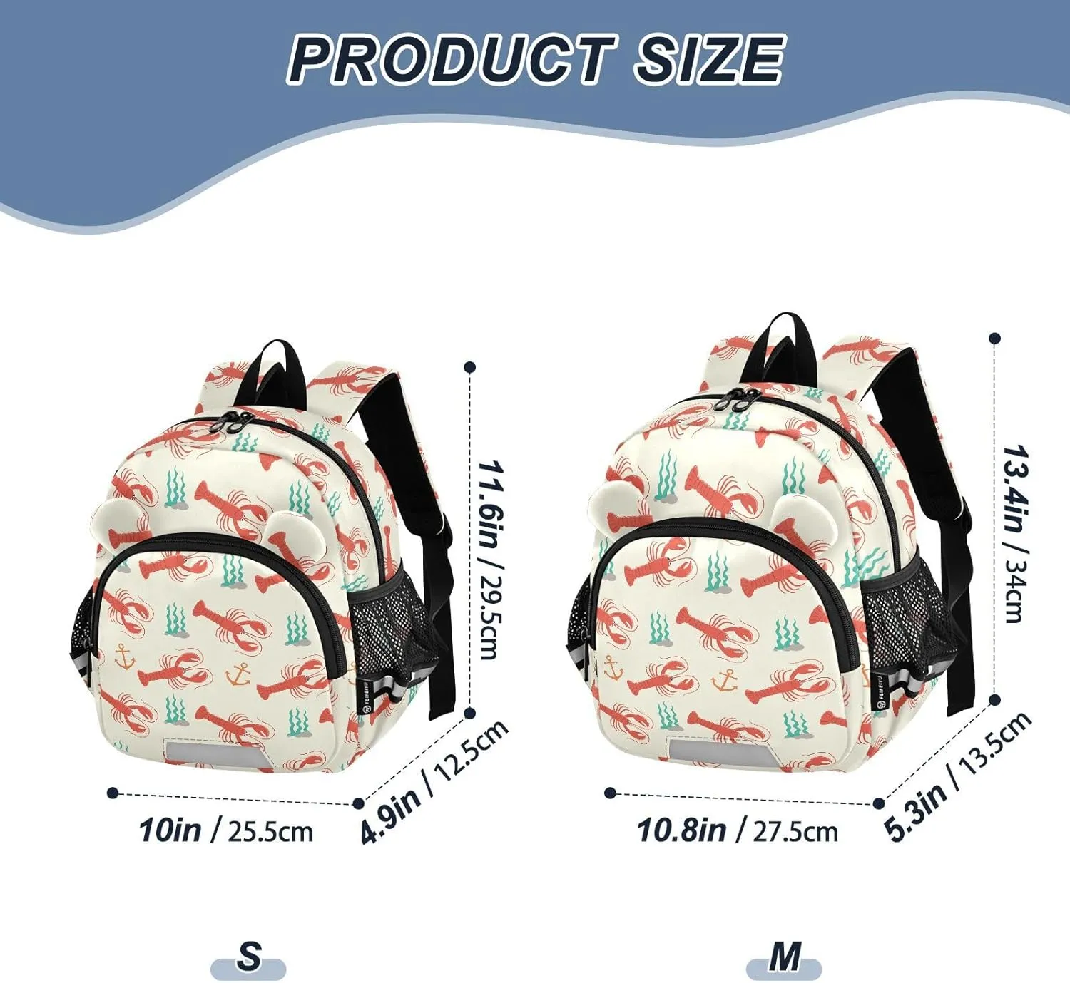Lobster Red Preschool Backpack Green Daycare Bookbag School Backpack with Traction Rope for Kids 3-6
