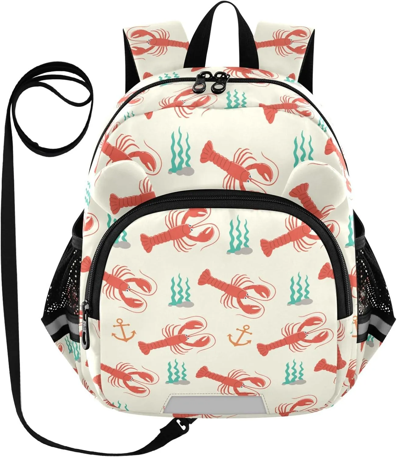 Lobster Red Preschool Backpack Green Daycare Bookbag School Backpack with Traction Rope for Kids 3-6