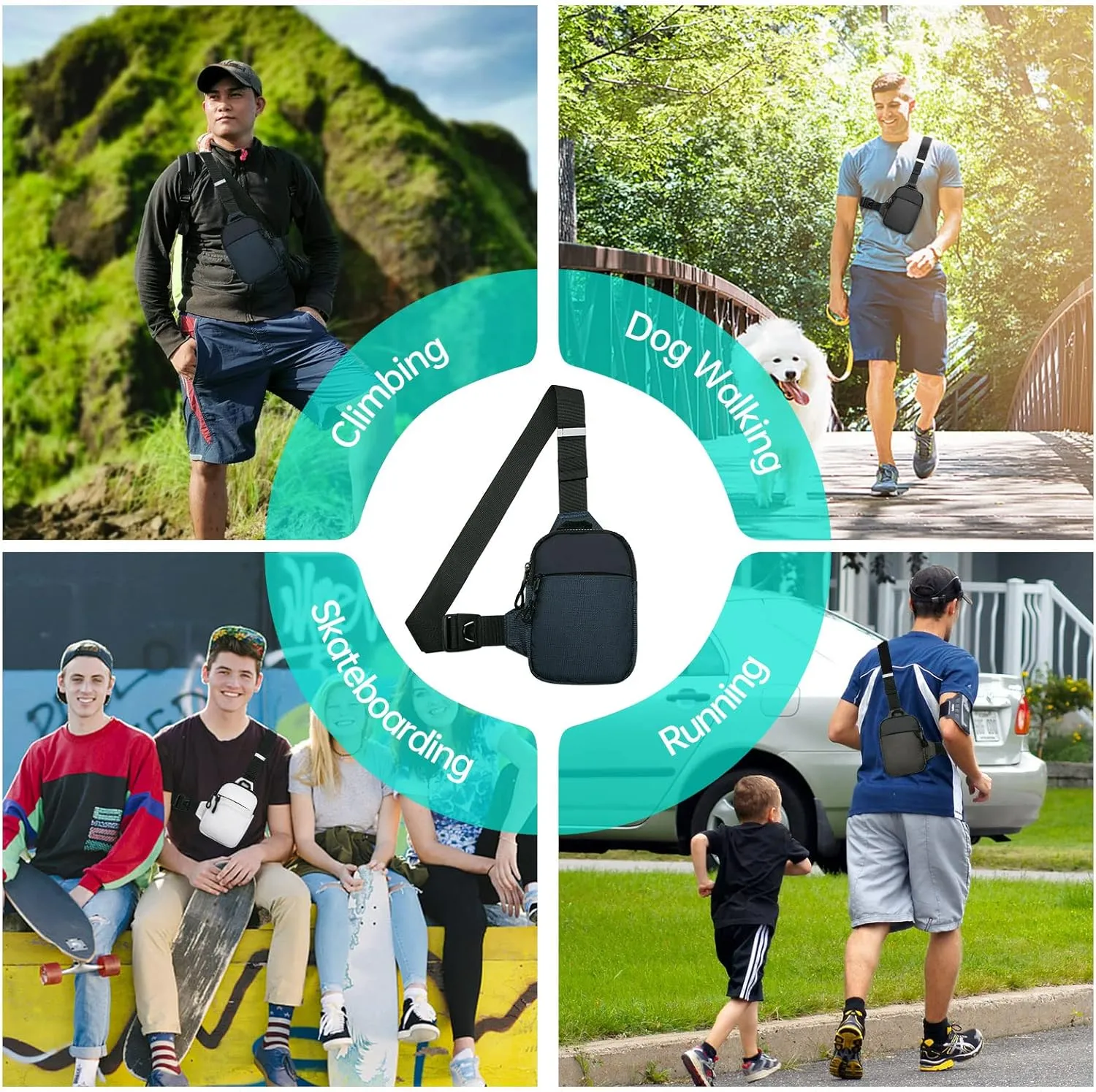 Long Keeper Mini Sling Bag - Men Women Small Waterproof Crossbody Bag Casual Phone Chest Bag for Travelling Hiking
