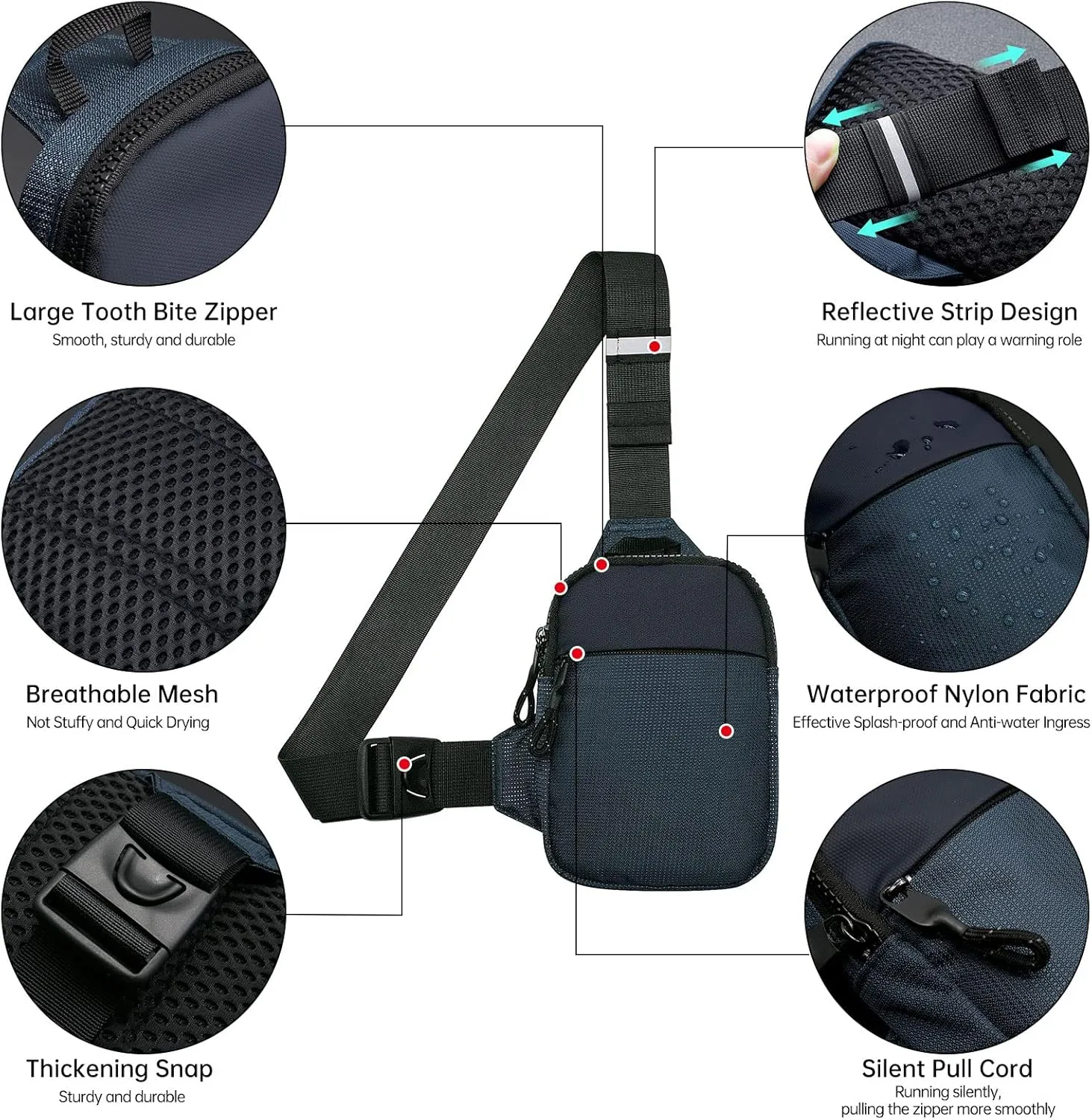 Long Keeper Mini Sling Bag - Men Women Small Waterproof Crossbody Bag Casual Phone Chest Bag for Travelling Hiking