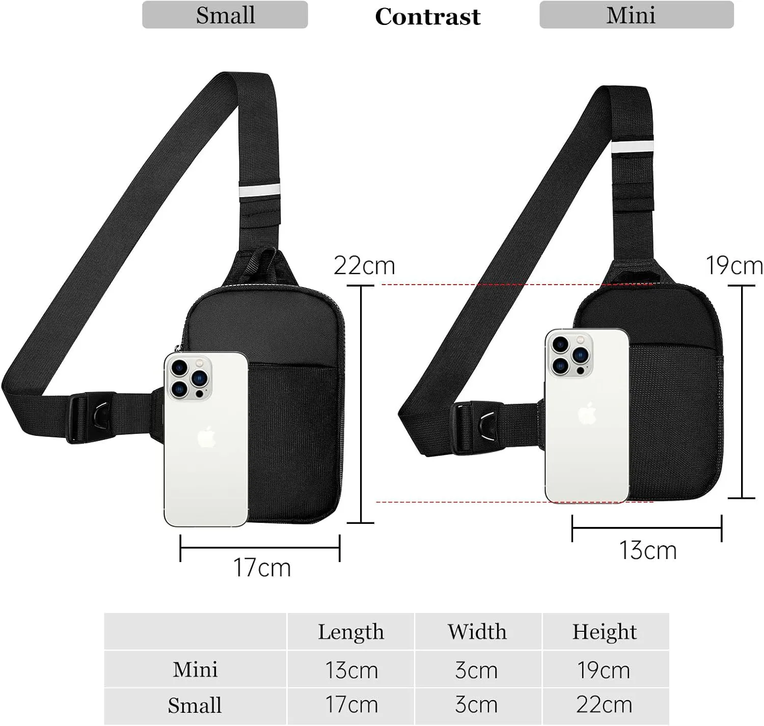 Long Keeper Mini Sling Bag - Men Women Small Waterproof Crossbody Bag Casual Phone Chest Bag for Travelling Hiking