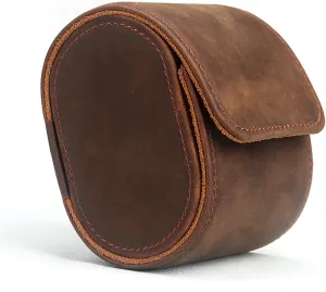 Longjet Watch Roll Travel Case for Men Portable Watches Organizer Box with Removable Velvet Pillow Holder (1 Slot Coffee/Genuine Leather)