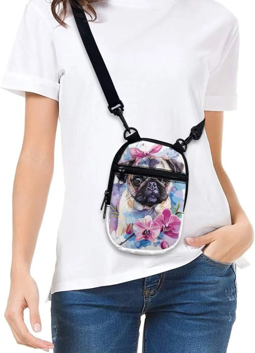 Lotusorchid Sling Cell Phone Purse, Crossbody Mini Wallet Purse Shoulder Handbag with Adjustable Straps